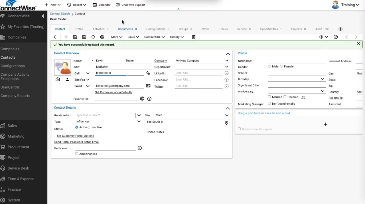 A screenshot of the ConnectWise dashboard, showing the help desk software's user-friendly interface