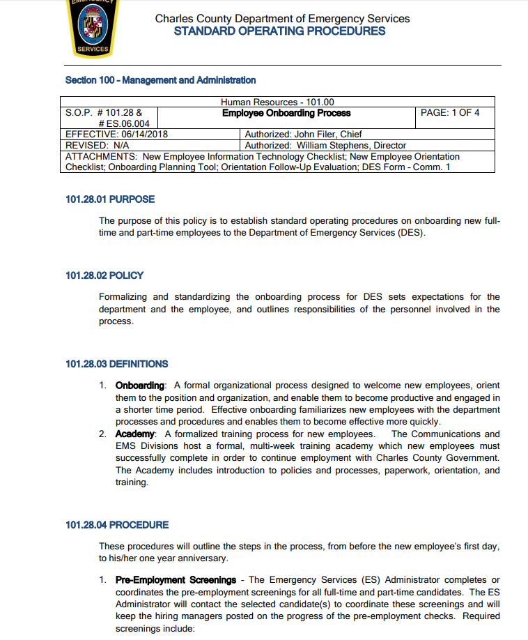 Example SOP - SOPs are a useful tool for team management