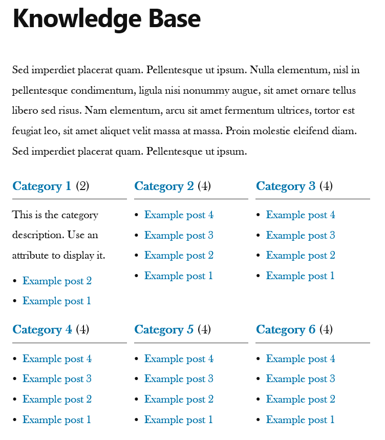 Screenshot Very Simple Knowledge Base Wordpress Plugin